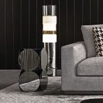Gold-Toned Geometric Side Table with Double-Circle Design & Polished Finish