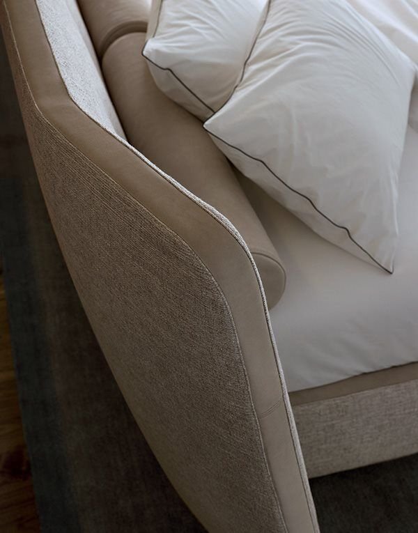 Plush Gray Fabric Bed with Wingback Headboard and Soft Upholstered Design