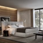 Plush Gray Fabric Bed with Wingback Headboard and Soft Upholstered Design
