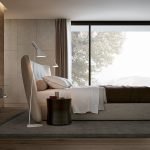 Plush Gray Fabric Bed with Wingback Headboard and Soft Upholstered Design