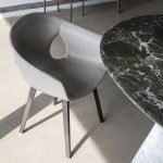 Modern Curved Brown Leather Armchair with Solid Dark Wood Legs Ergonomic Lounge Seat