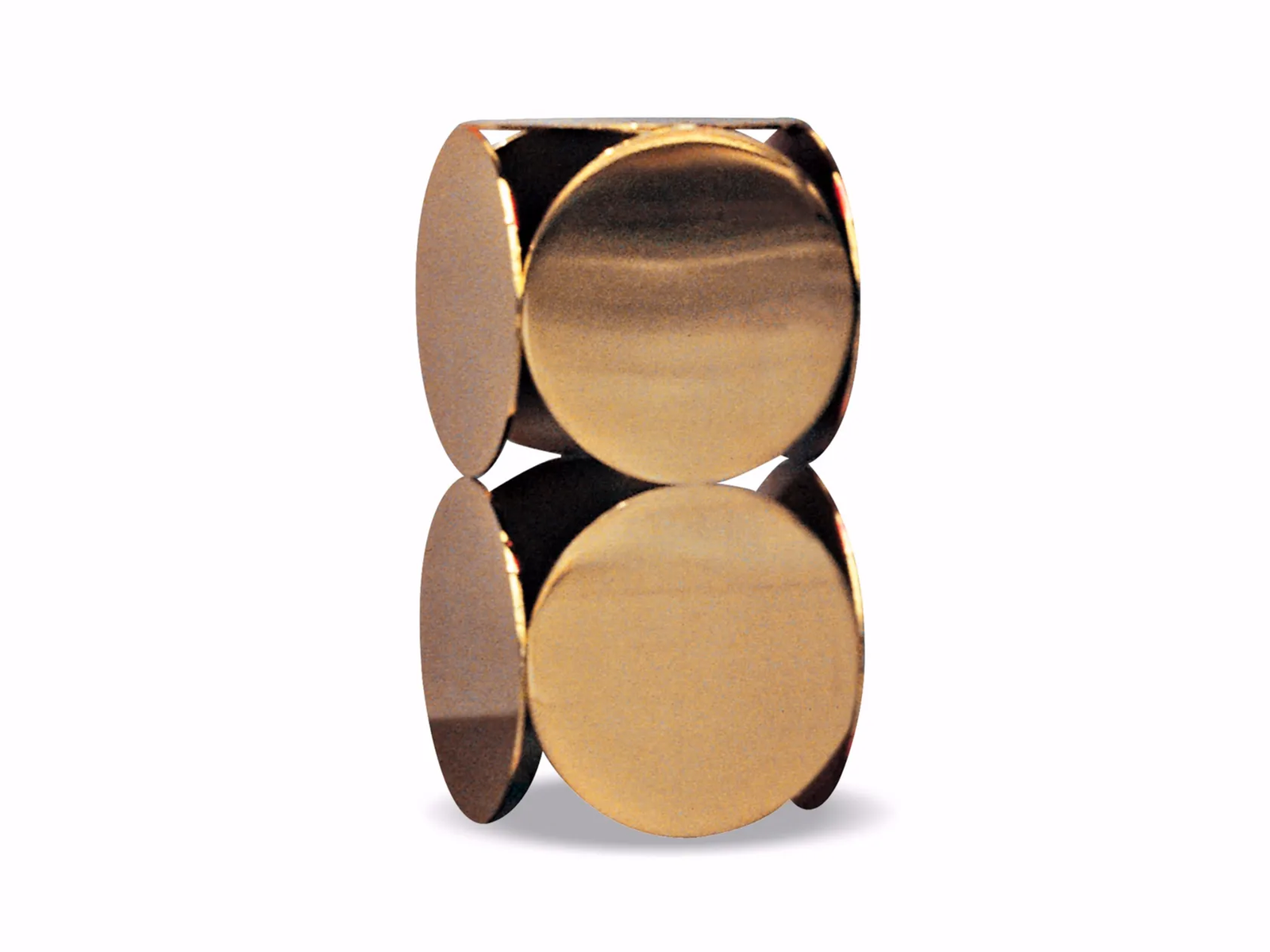 Gold-Toned Geometric Side Table with Double-Circle Design & Polished Finish