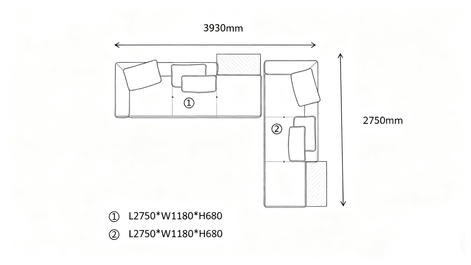 L-Shaped Modular Sofa A(6 seaters)