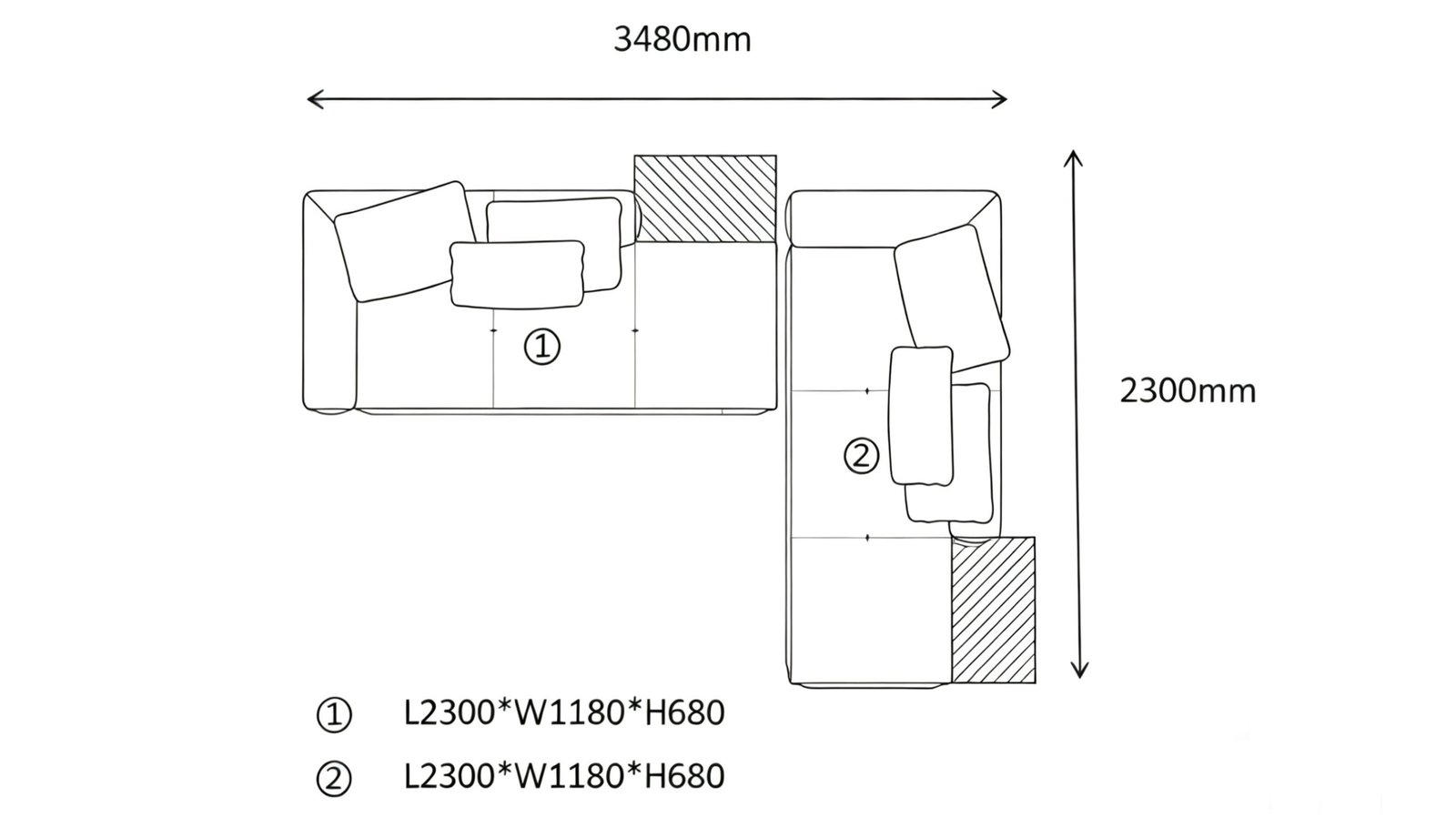 L-Shaped Modular Sofa B(6 seaters)