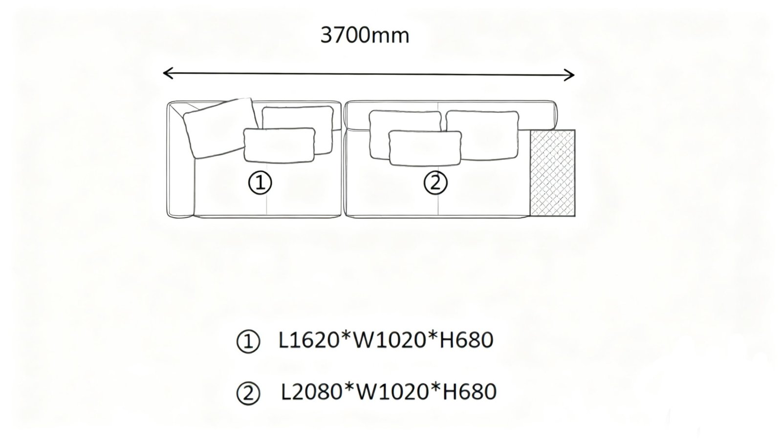 Straight-Line Modular Sofa(4 seaters)
