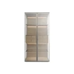 Modern Double-Door Storage Cabinet with Frosted Glass and Multiple Shelves