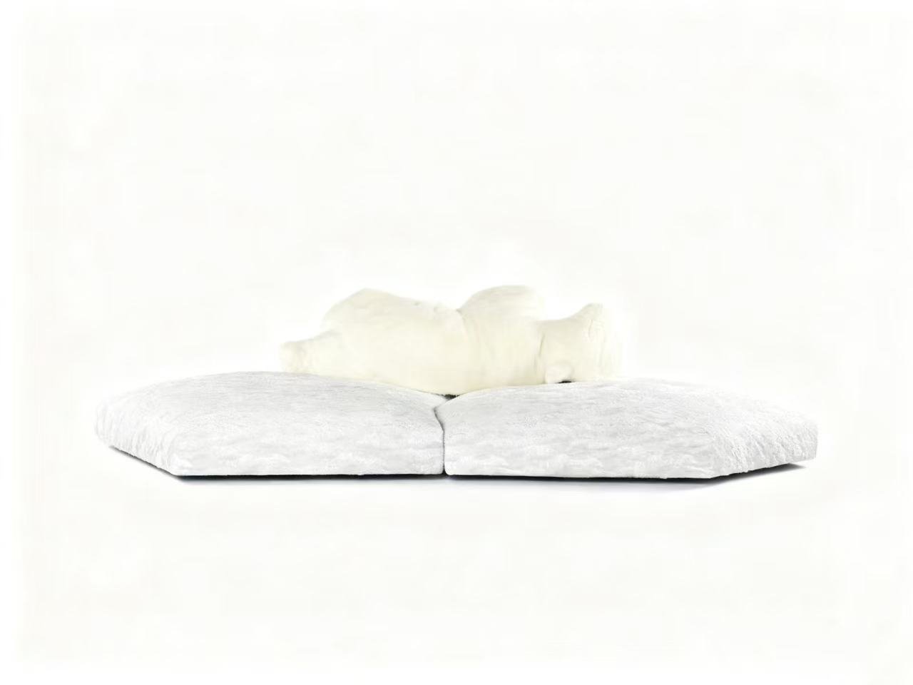 Sculptural Bear Sofa with Furry Backrest and Ice Textured Base