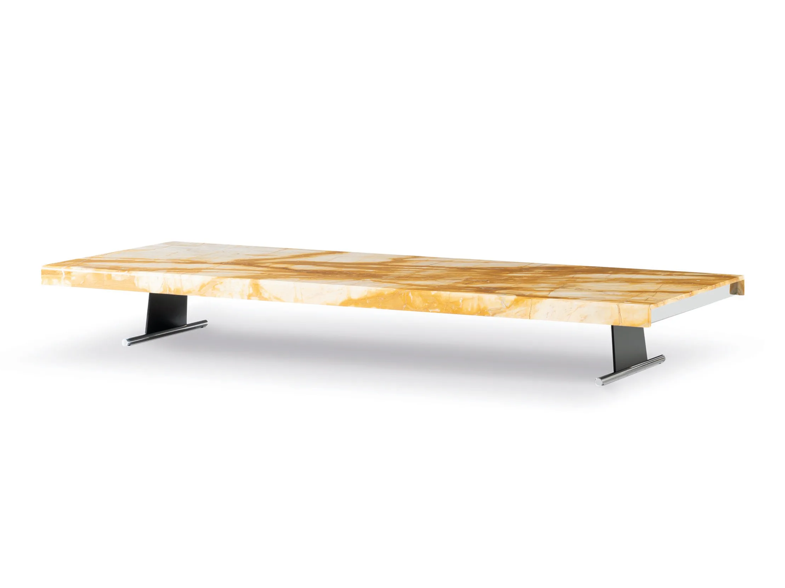 Rectangular Onyx Coffee Table Modern Metal Base Gold Vein