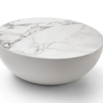 Marble Top Round White Bowl Coffee Table Modern Minimalist