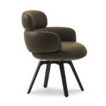 Olive Velvet Swivel Accent Chair with Black Wooden Legs