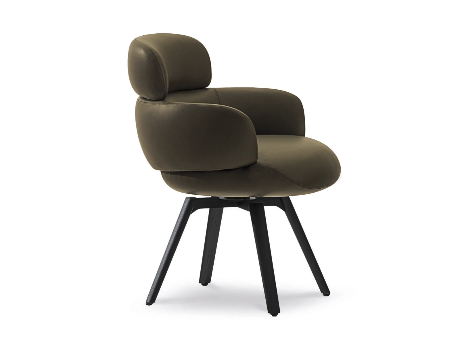 Olive Velvet Swivel Accent Chair with Black Wooden Legs