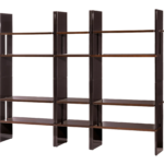 Contemporary Walnut Bookcase Modular Geometric Open Shelving Unit