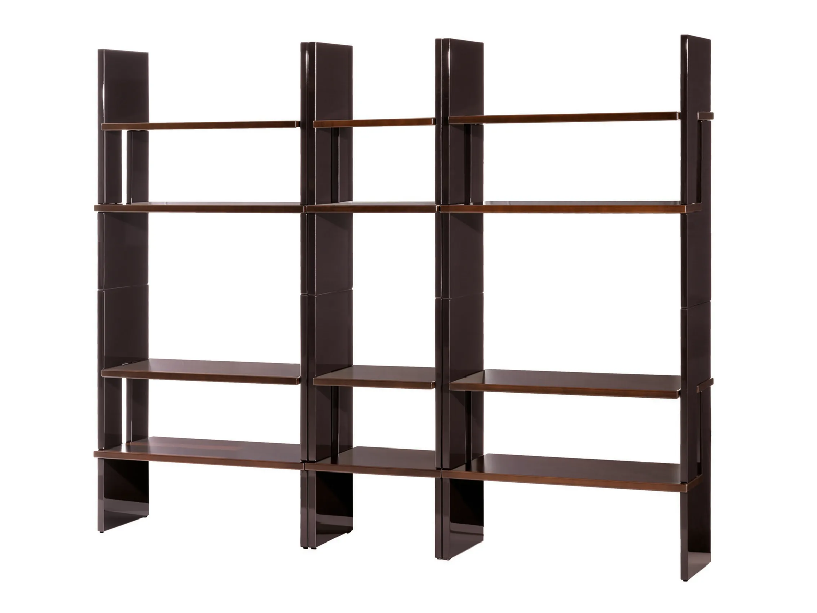 Contemporary Walnut Bookcase Modular Geometric Open Shelving Unit