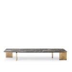 Elegant Rectangular Coffee Table Marble Top Brass Base