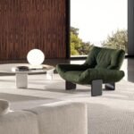 Luxury Armchair with Goose Down Quilting and Removable Leather Upholstery