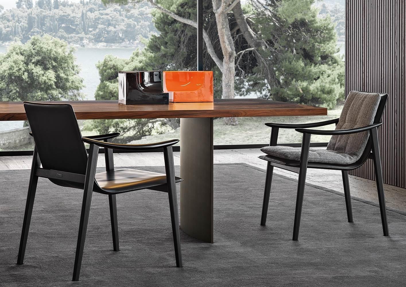 Italian Minimalist Modern Saddle microfiber leather Smoked Armchair