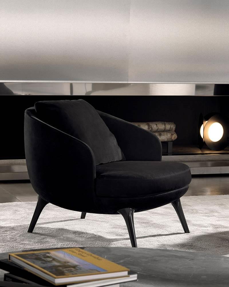 Luxury Leather Lounge Brown Armchair with Armrests