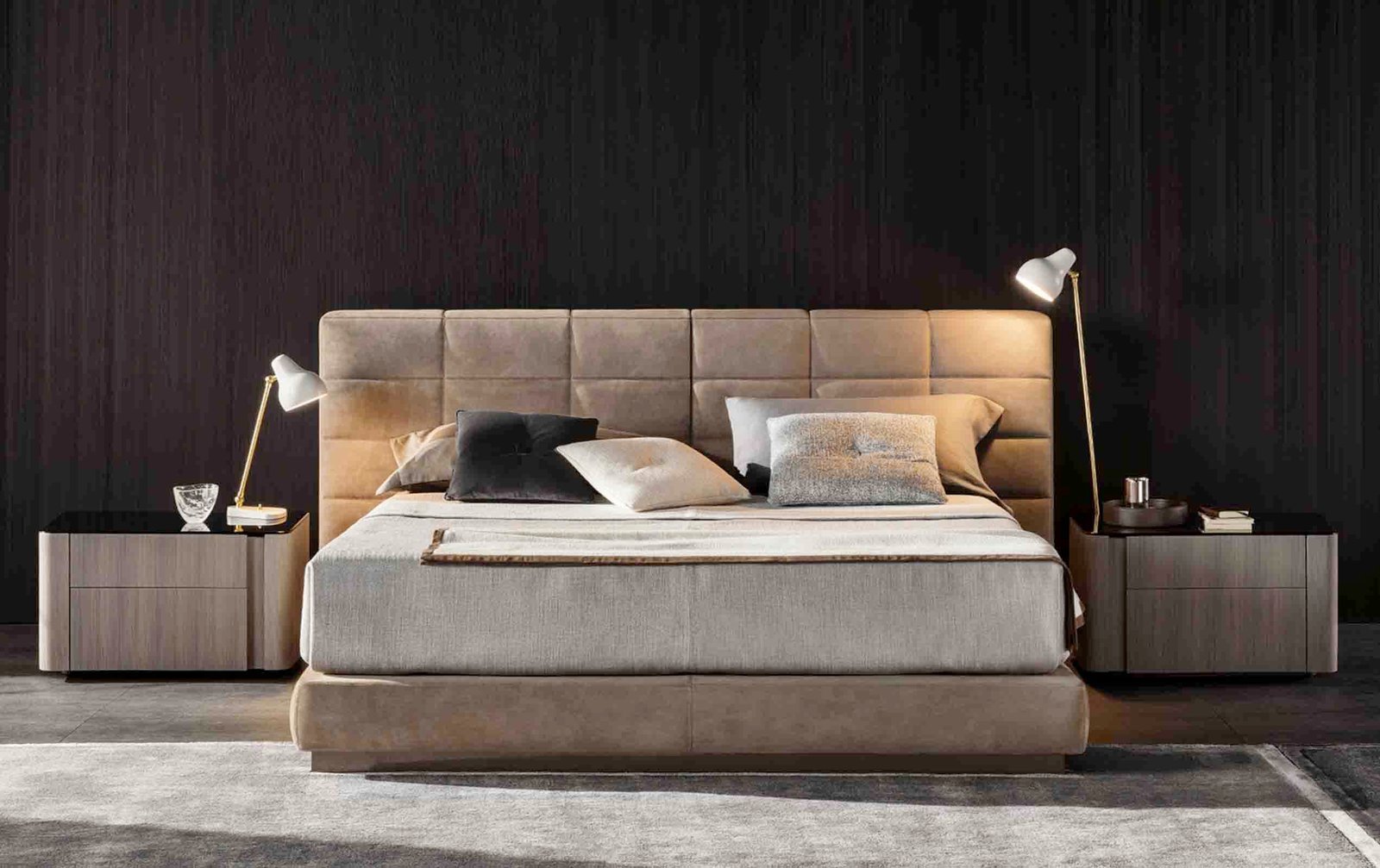 Modular Tufted Upholstered Bed Modern Panel Headboard Design