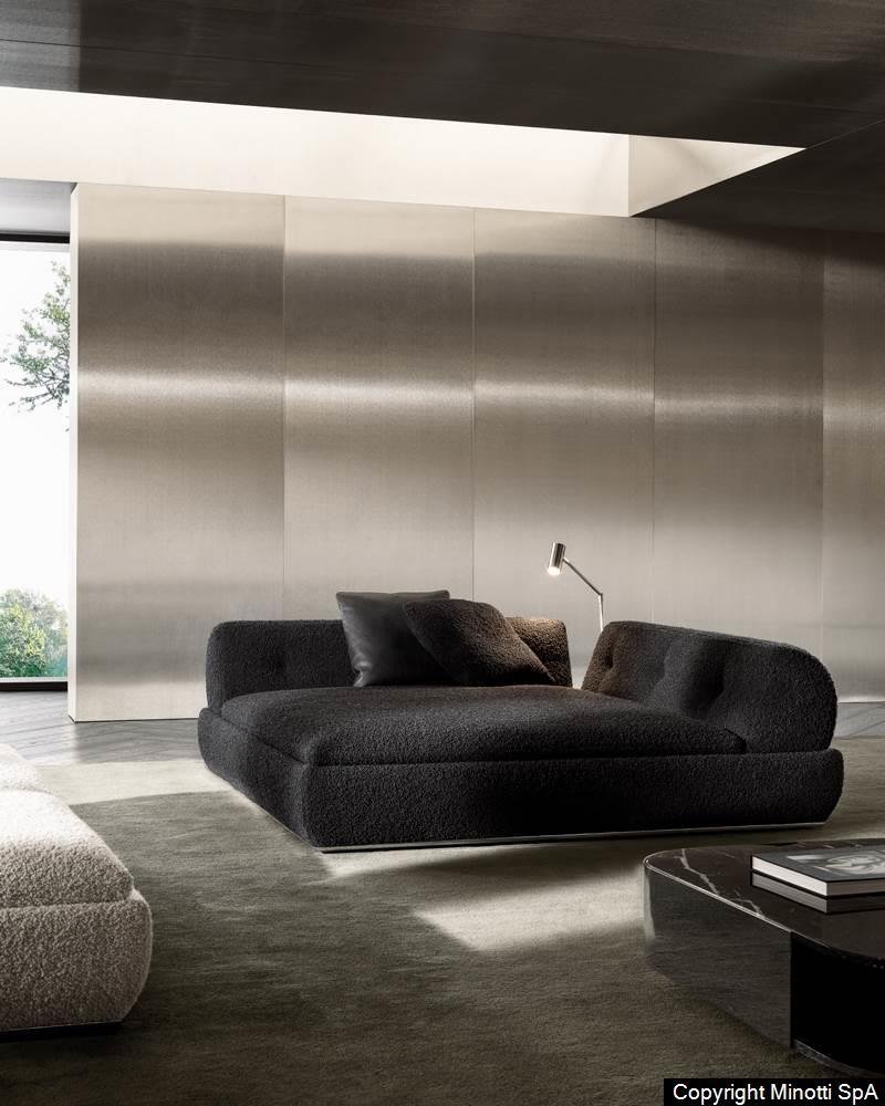 Marble Tabletops and Bronze Metal Base Modular Sofa