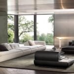 Marble Tabletops and Bronze Metal Base Modular Sofa