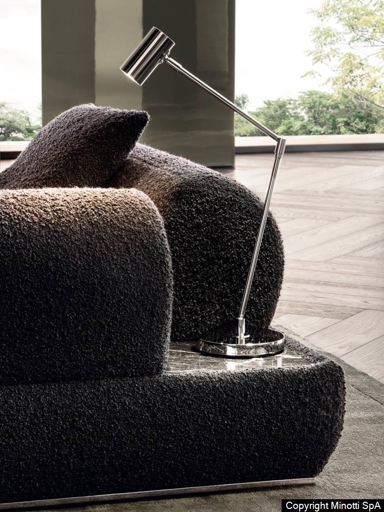Marble Tabletops and Bronze Metal Base Modular Sofa