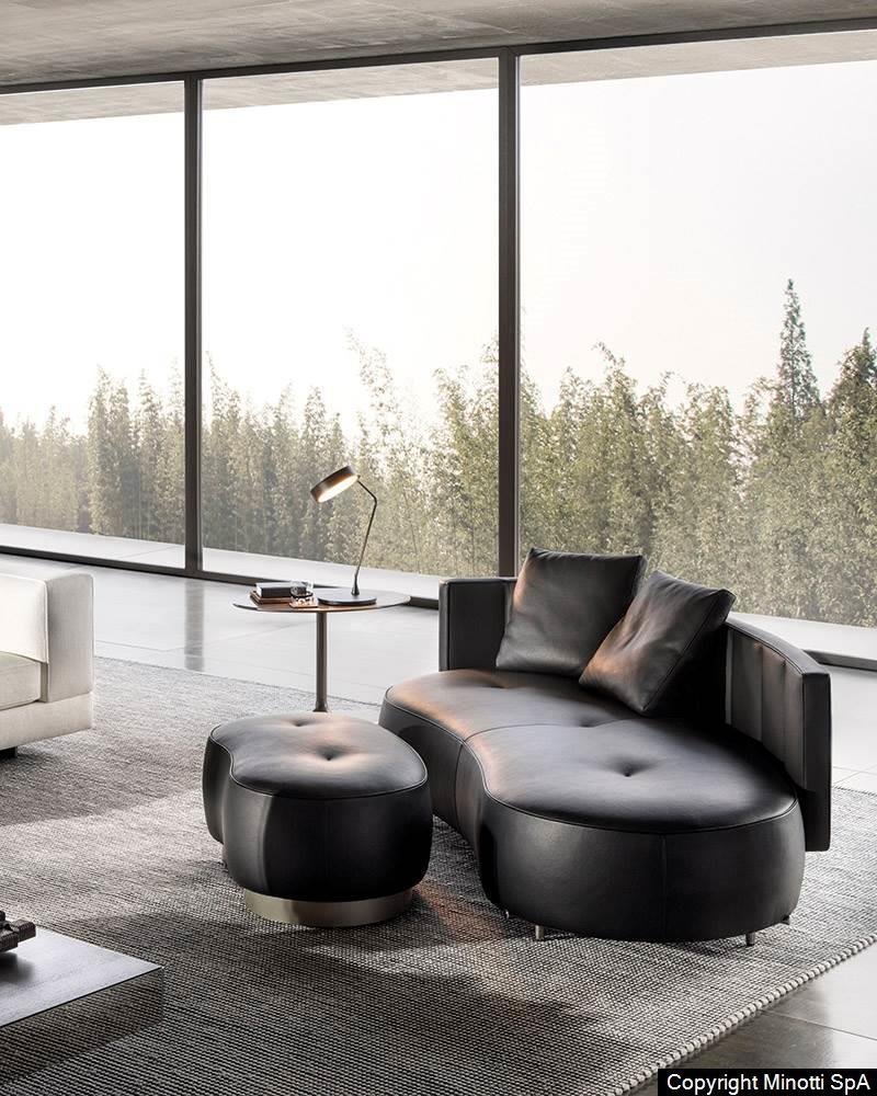 Eco-Leather Piping and 360° Swivel Base Sofa