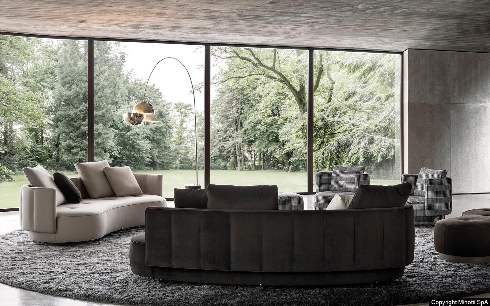 Eco-Leather Piping and 360° Swivel Base Sofa
