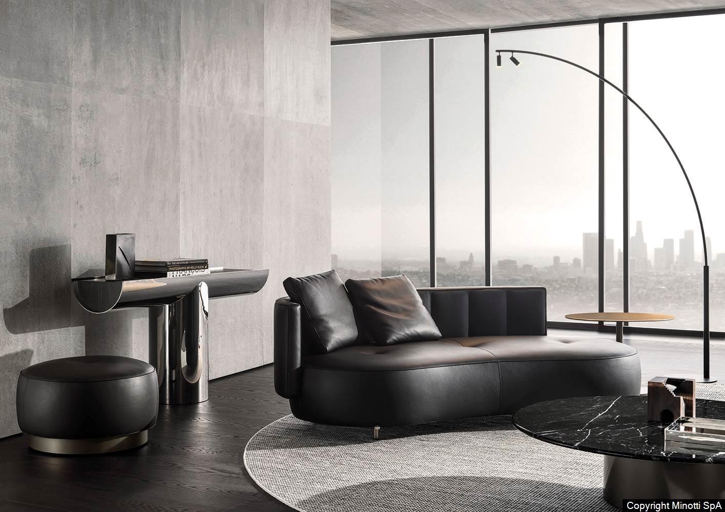 Eco-Leather Piping and 360° Swivel Base Sofa