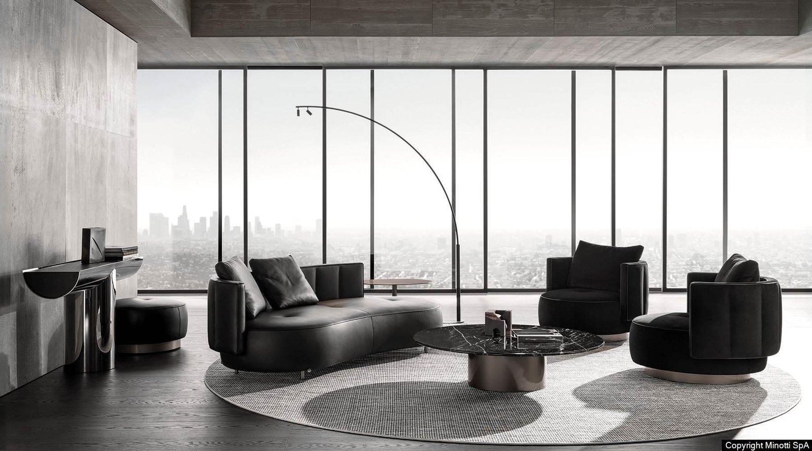 Eco-Leather Piping and 360° Swivel Base Sofa