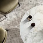 Marble Round Coffee Table with Metal Cylindrical Base