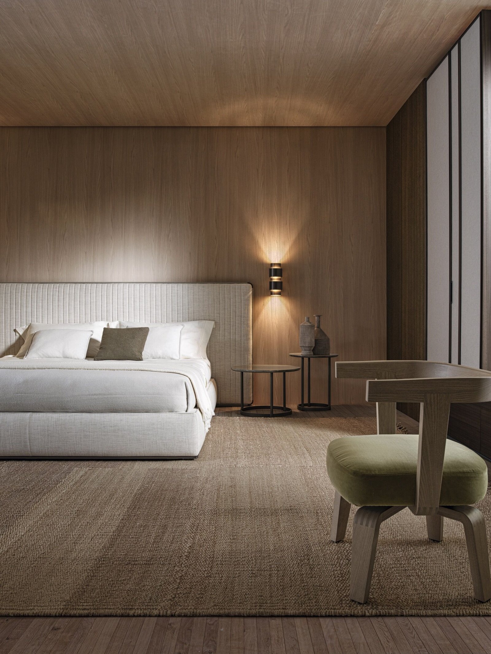 Minimalist Upholstered Bed with Tall Padded Headboard