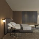 Minimalist Upholstered Bed with Tall Padded Headboard