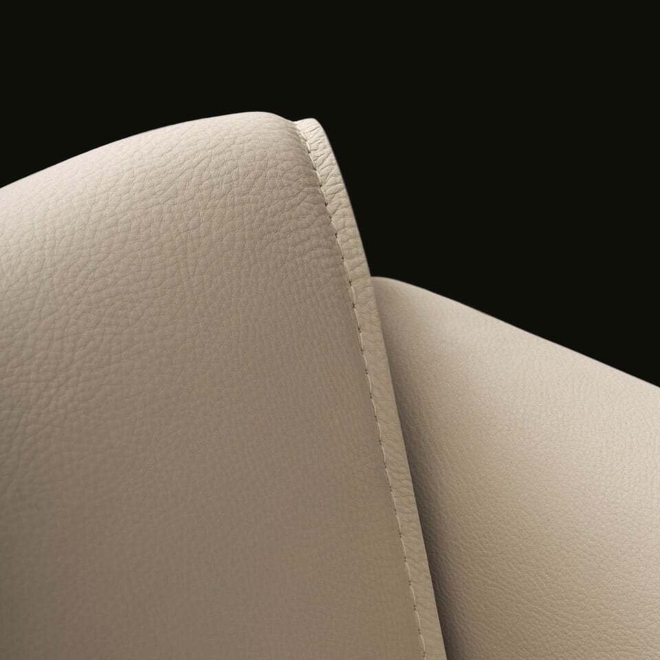 Modern Club Armchair Contemporary Curved Design Leather Upholstery Steel Frame