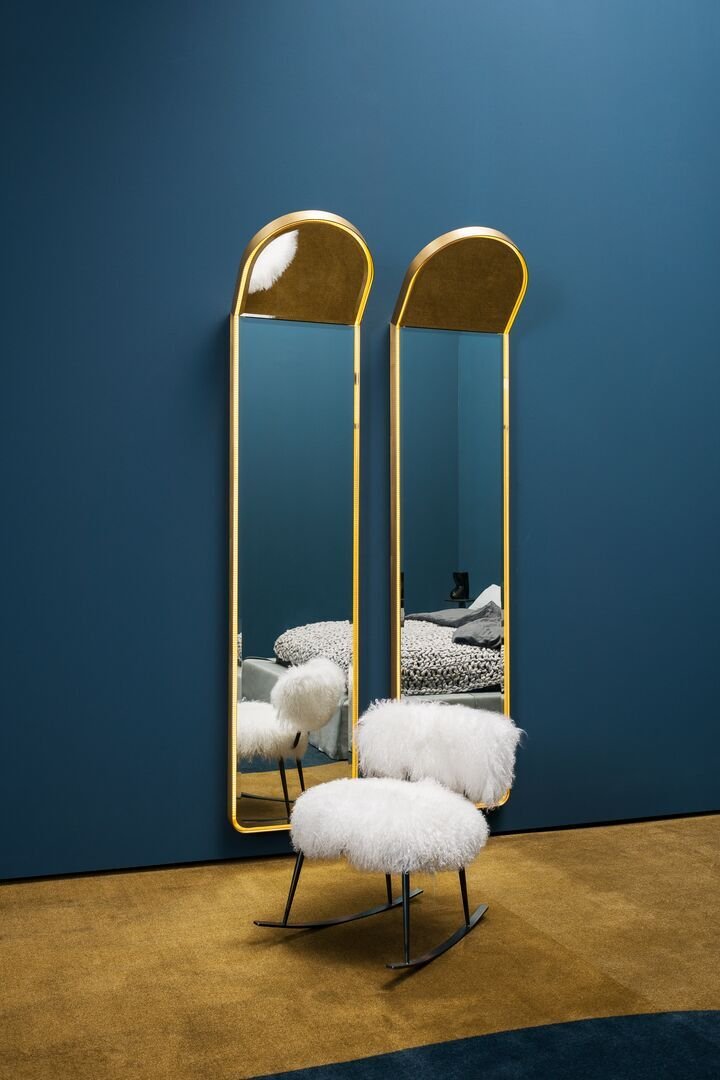 Soft Blue Fluffy Wool Accent Chair with Sleek Metal Legs Modern Stylish Seat