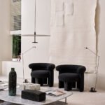Plush Dark Brown Curved-Arm Accent Chair with Sleek Block Base