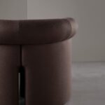 Plush Dark Brown Curved-Arm Accent Chair with Sleek Block Base