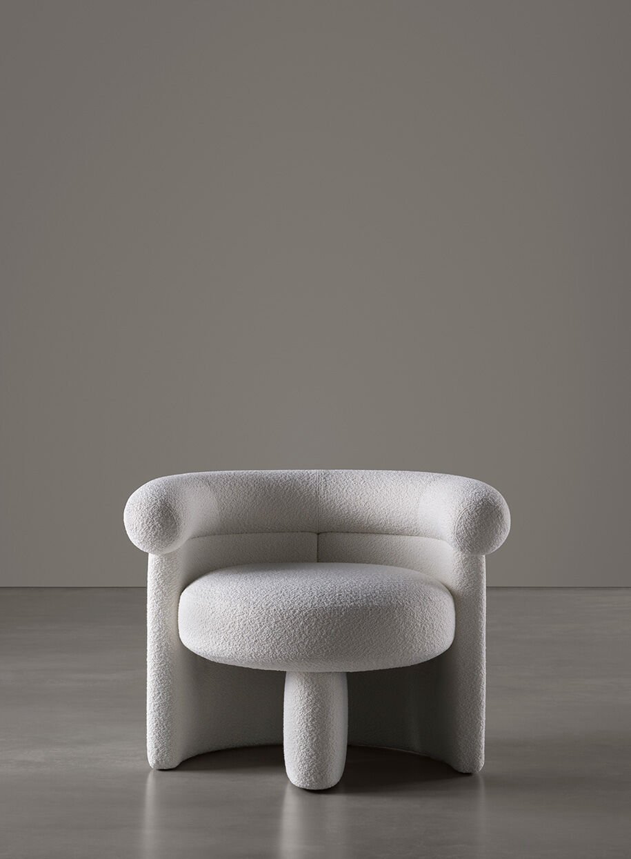 Plush Dark Brown Curved-Arm Accent Chair with Sleek Block Base
