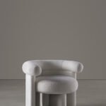 Plush Dark Brown Curved-Arm Accent Chair with Sleek Block Base