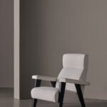 Navy Blue Fabric Accent Chair with High Back & Angled Wooden Legs