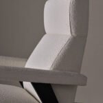 Navy Blue Fabric Accent Chair with High Back & Angled Wooden Legs