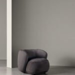 Beige Curved Leather Accent Chair Modern Comfortable Living Room Seating