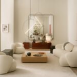 Beige Curved Leather Accent Chair Modern Comfortable Living Room Seating