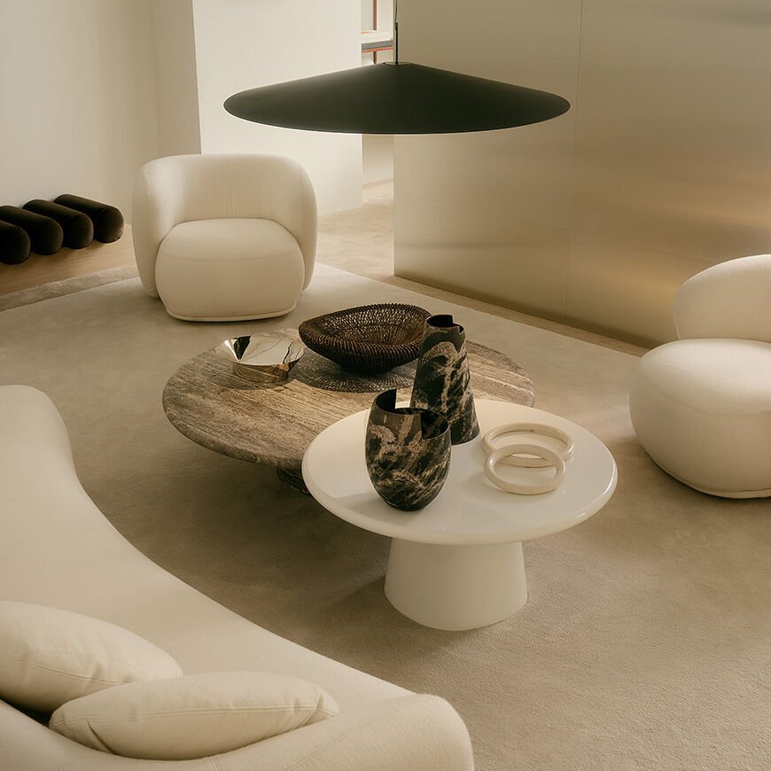 Beige Curved Leather Accent Chair Modern Comfortable Living Room Seating
