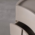 Minimalist Curved Wooden Nightstands Taupe Bedside Storage Cabinets with drawers