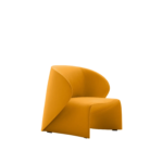 Vibrant Yellow Wool Curved One-Piece Upholstered Accent Chair