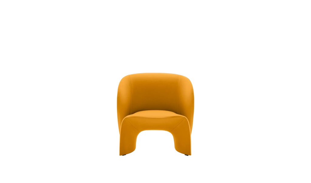 Vibrant Yellow Wool Curved One-Piece Upholstered Accent Chair