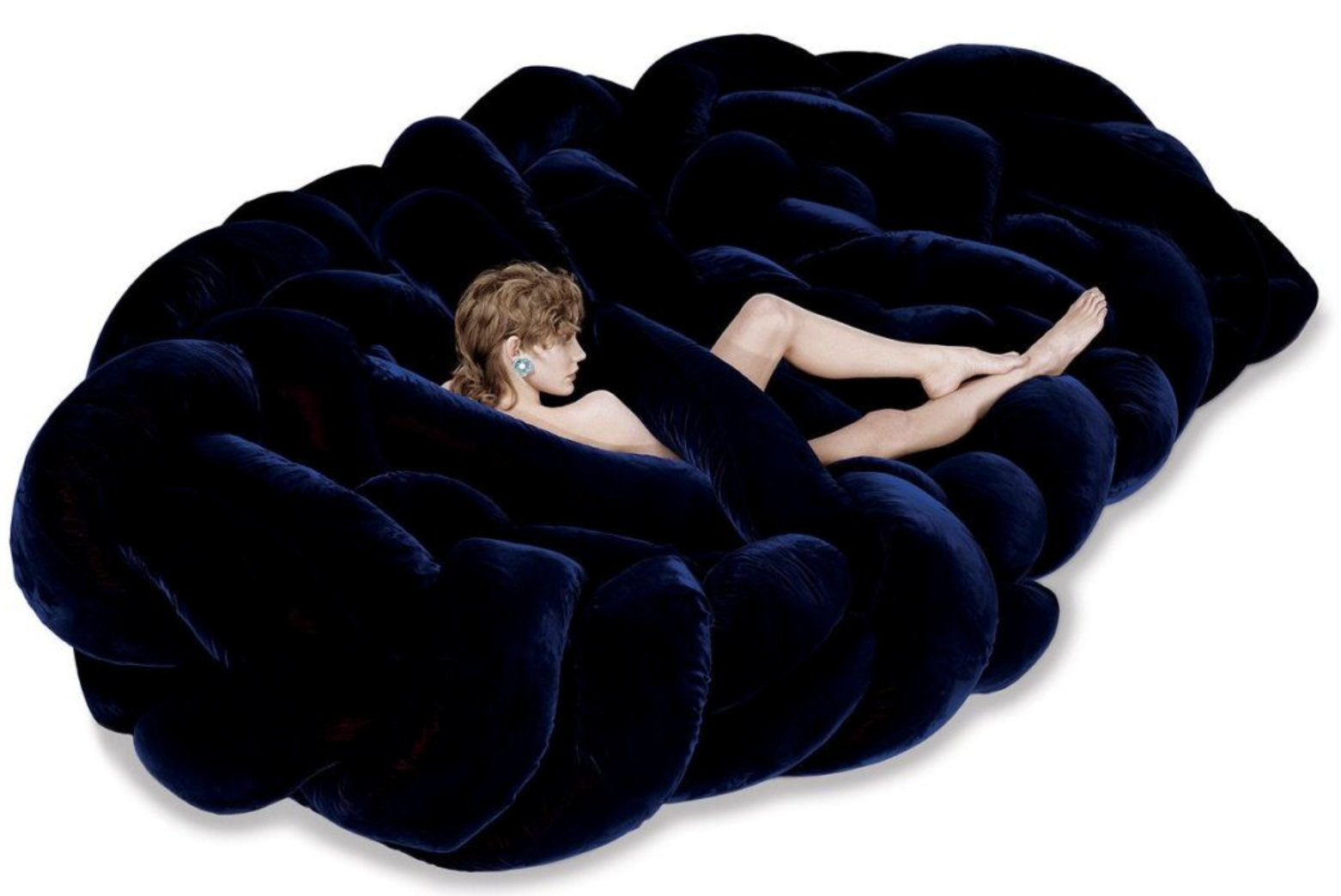 Frameless Velvet Sectional Sofa Modular Nest Design Versatile Lounge Seating