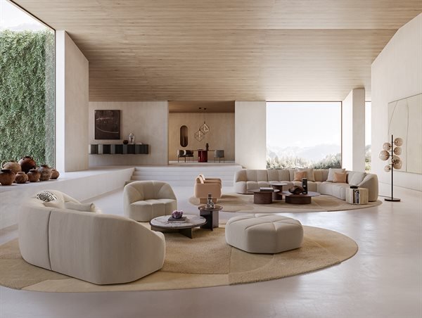 Beige Modern Travertine Hexagonal Side Tables Minimalist Stone Accent Pieces