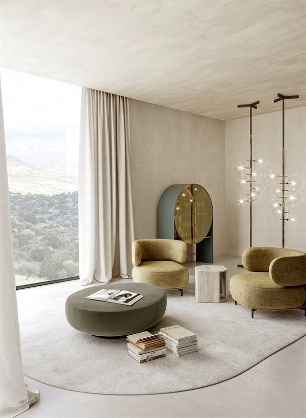 Beige Modern Travertine Hexagonal Side Tables Minimalist Stone Accent Pieces