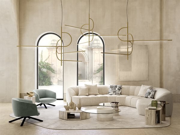 Beige Modern Travertine Hexagonal Side Tables Minimalist Stone Accent Pieces